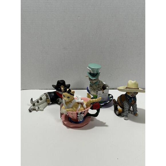 Hamilton Collection CATS Lot Of 4 Tea Cup Alice Disney TeaCup Cat Curiouser RARE - Picture 1 of 16